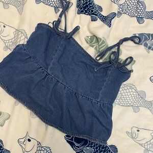 Blue Denim Strapless Top